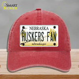 Huskers Fan Novelty License Plate Hat Unconstructed Cotton / Red