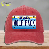 Wolf Pack Novelty License Plate Hat Unconstructed Cotton / Red