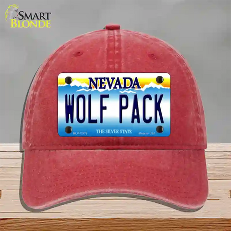 Wolf Pack Novelty License Plate Hat Unconstructed Cotton / Red