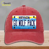 Go Wolf Pack Novelty License Plate Hat Unconstructed Cotton / Red