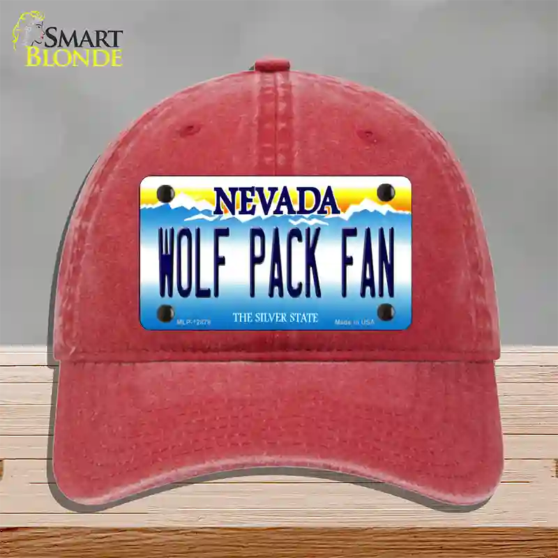 Wolf Pack Fan Novelty License Plate Hat Unconstructed Cotton / Red