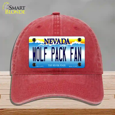 Wolf Pack Fan Novelty License Plate Hat Unconstructed Cotton / Red