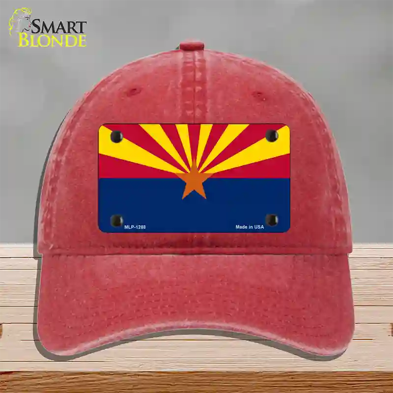 Arizona Small Star Novelty License Plate Hat Unconstructed Cotton / Red