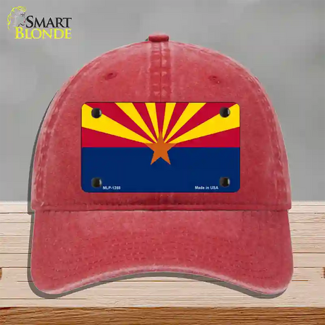 Arizona Small Star Novelty License Plate Hat Unconstructed Cotton / Red