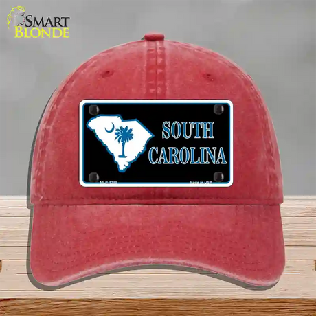 South Carolina Flag Novelty License Plate Hat Unconstructed Cotton / Red