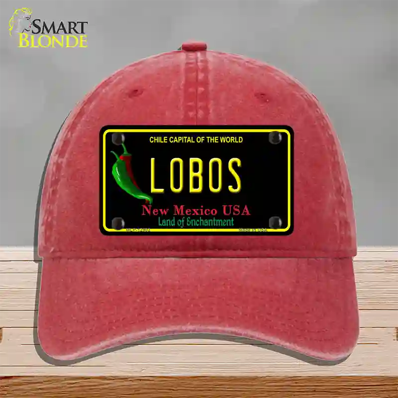 Lobos Novelty License Plate Hat Unconstructed Cotton / Red