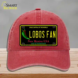 Lobos Fan Novelty License Plate Hat Unconstructed Cotton / Red