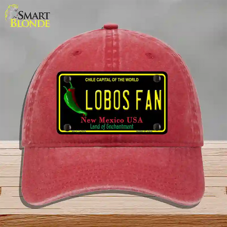 Lobos Fan Novelty License Plate Hat Unconstructed Cotton / Red