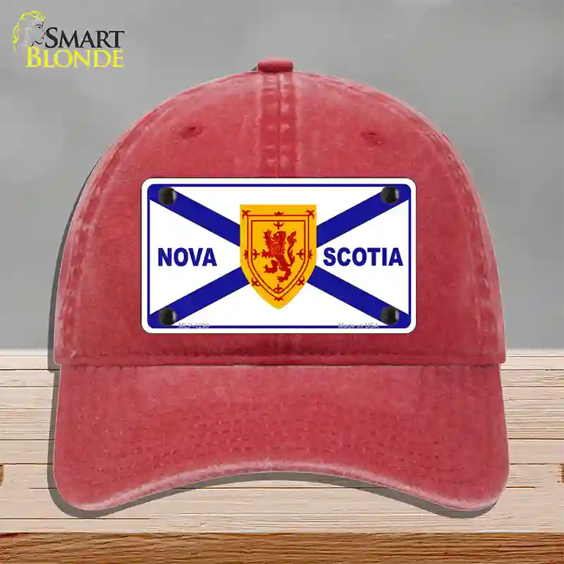 Nova Scotia Flag Novelty License Plate Hat Unconstructed Cotton / Red