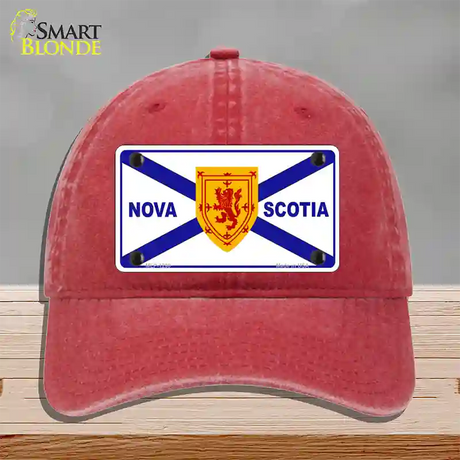 Nova Scotia Flag Novelty License Plate Hat Unconstructed Cotton / Red