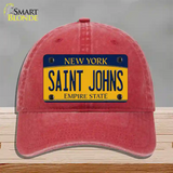 Saint Johns Novelty License Plate Hat Unconstructed Cotton / Red