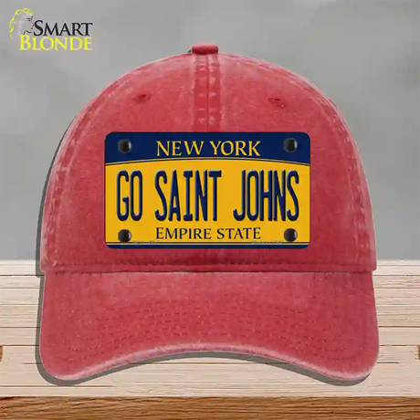 Go Saint Johns Novelty License Plate Hat Unconstructed Cotton / Red