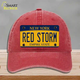 Red Storm Novelty License Plate Hat Unconstructed Cotton / Red