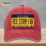 Red Storm Fan Novelty License Plate Hat Unconstructed Cotton / Red