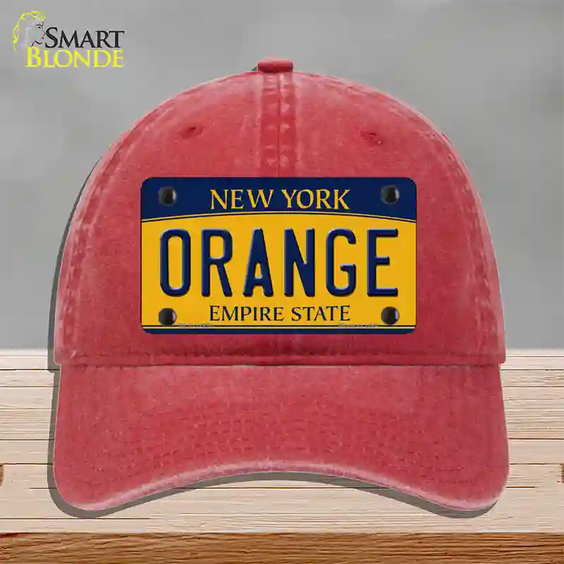 Orange Novelty License Plate Hat Unconstructed Cotton / Red