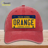 Orange Novelty License Plate Hat Unconstructed Cotton / Red