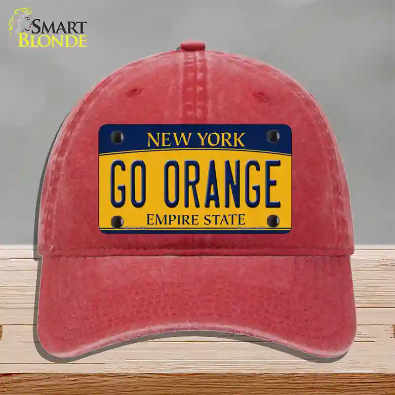 Go Orange Novelty License Plate Hat Unconstructed Cotton / Red