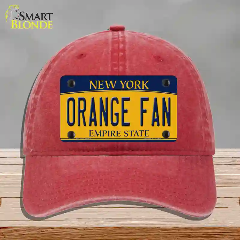 Orange Fan Novelty License Plate Hat Unconstructed Cotton / Red