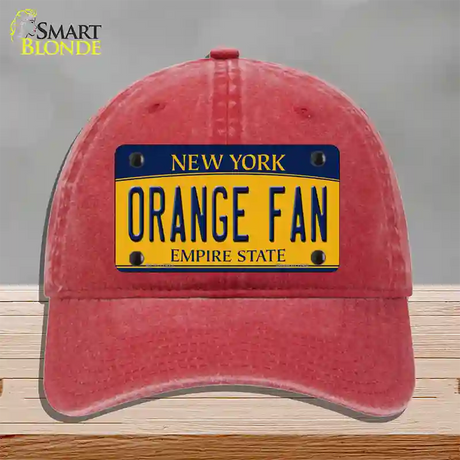 Orange Fan Novelty License Plate Hat Unconstructed Cotton / Red