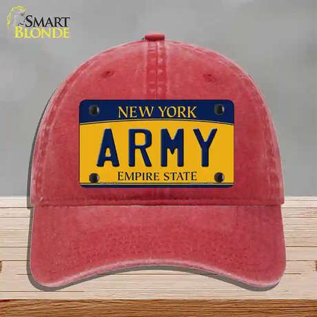 Army Novelty License Plate Hat Unconstructed Cotton / Red