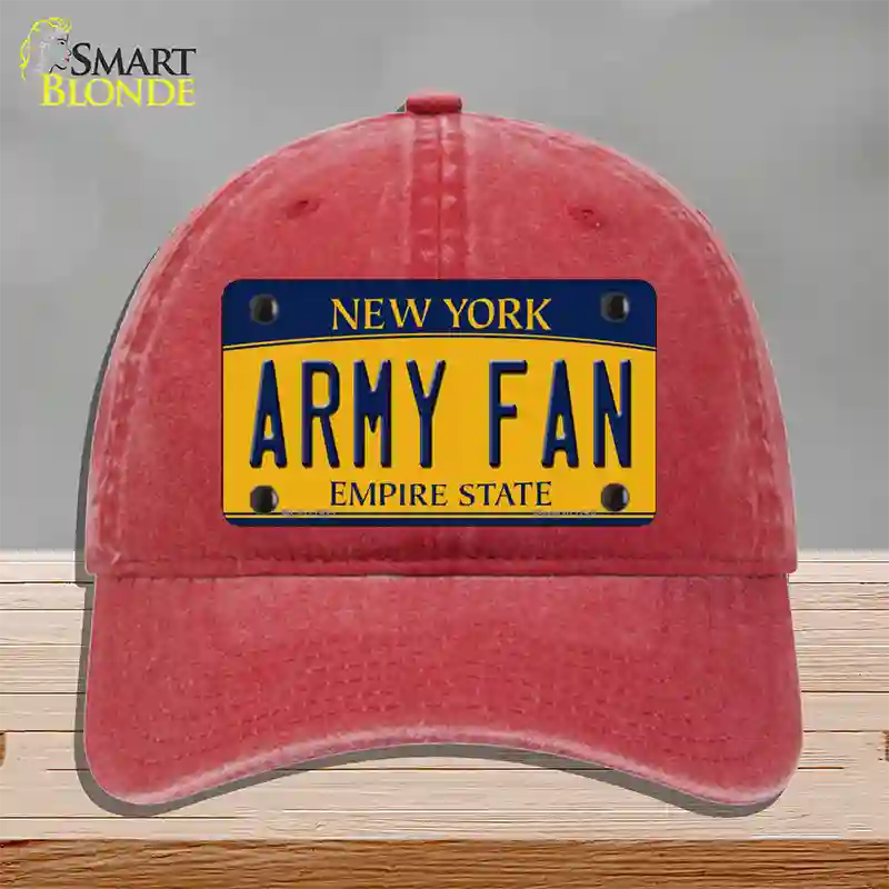 Army Fan Novelty License Plate Hat Unconstructed Cotton / Red