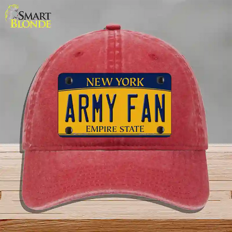 Army Fan Novelty License Plate Hat Unconstructed Cotton / Red