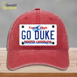 Go Duke Novelty License Plate Hat Unconstructed Cotton / Red