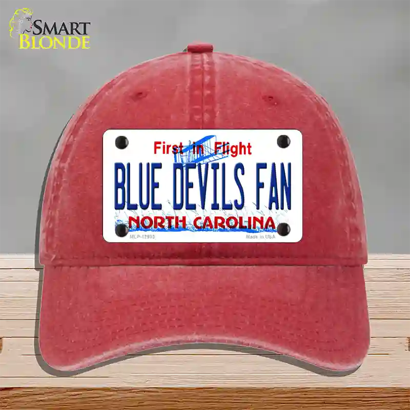 Blue Devils Fan Novelty License Plate Hat Unconstructed Cotton / Red