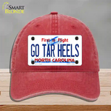 Go Tar Heels Novelty License Plate Hat Unconstructed Cotton / Red