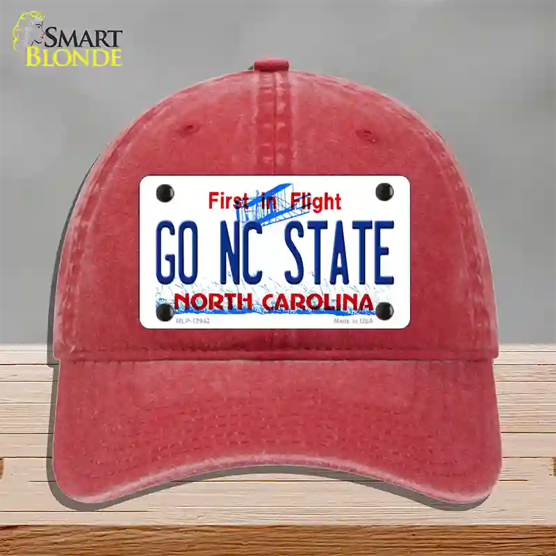 Go North Carolina State Novelty License Plate Hat Unconstructed Cotton / Red