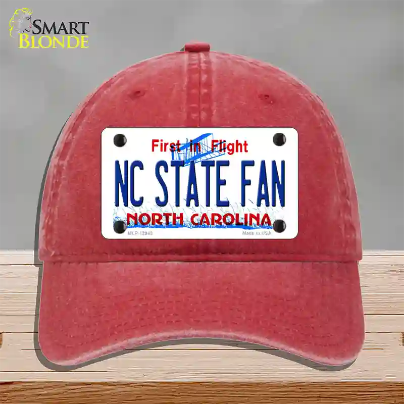 North Carolina State Fan Novelty License Plate Hat Unconstructed Cotton / Red