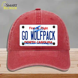 Go Wolfpack Novelty License Plate Hat Unconstructed Cotton / Red