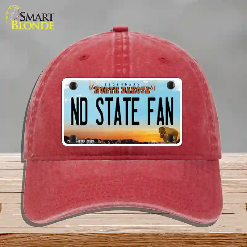 North Dakota State Fan Novelty License Plate Hat Unconstructed Cotton / Red