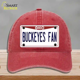 Buckeyes Fan Novelty License Plate Hat Unconstructed Cotton / Red