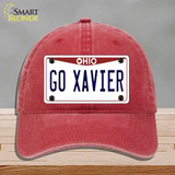 Go Xavier Novelty License Plate Hat Unconstructed Cotton / Red