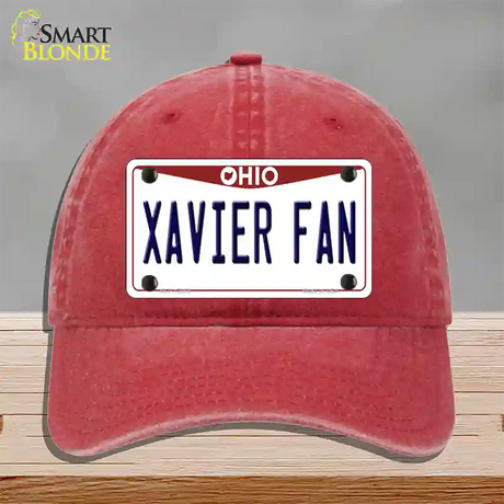 Xavier Fan Novelty License Plate Hat Unconstructed Cotton / Red