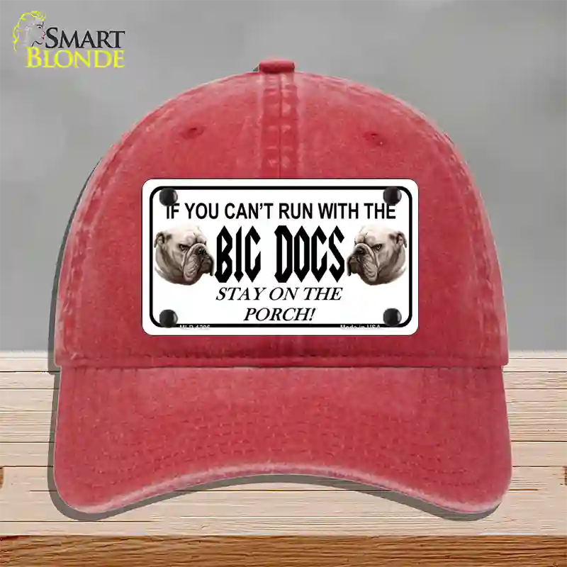 Run With The Big Dogs Novelty License Plate Hat Unconstructed Cotton / Red