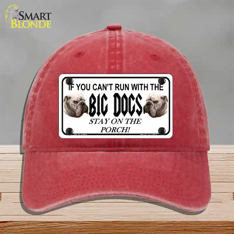 Run With The Big Dogs Novelty License Plate Hat Unconstructed Cotton / Red