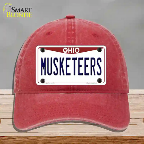 Musketeers Novelty License Plate Hat Unconstructed Cotton / Red