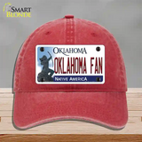 Oklahoma Fan Novelty License Plate Hat Unconstructed Cotton / Red