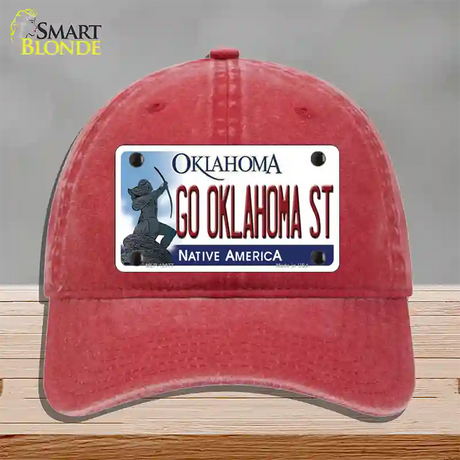 Go Oklahoma State Novelty License Plate Hat Unconstructed Cotton / Red