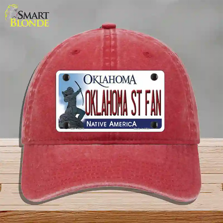 Oklahoma State Fan Novelty License Plate Hat Unconstructed Cotton / Red