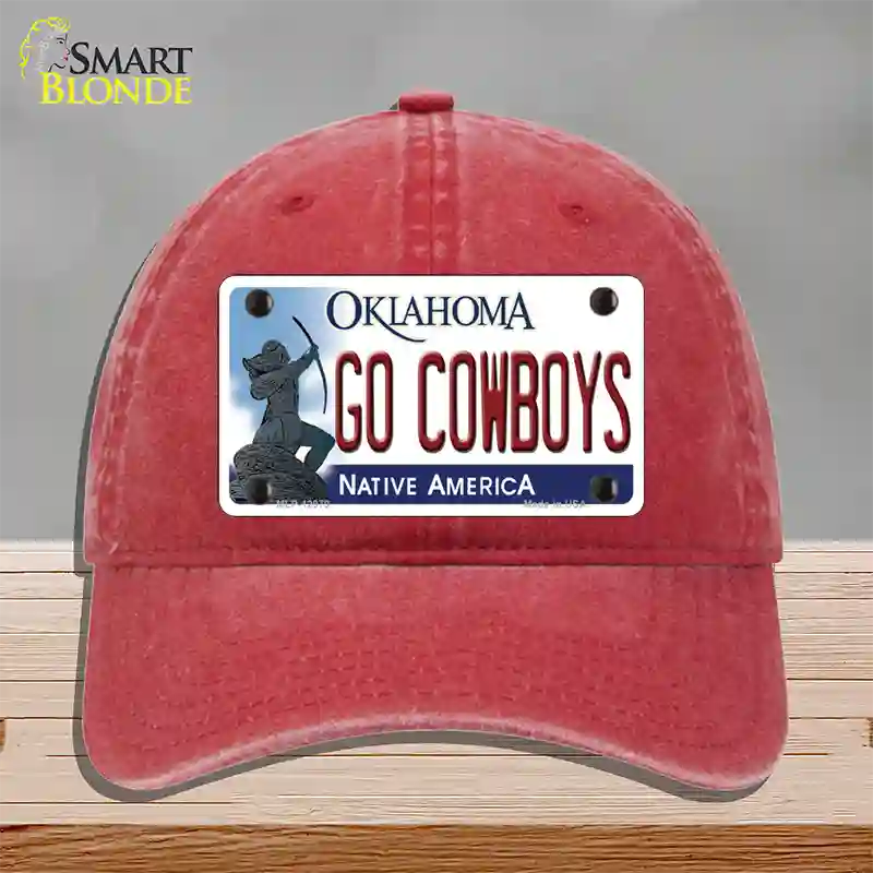 Go Cowboys Novelty License Plate Hat Unconstructed Cotton / Red