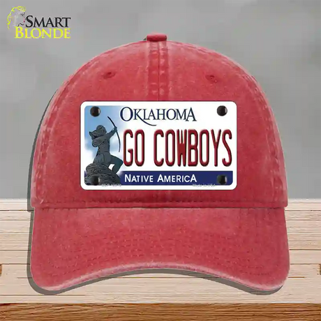 Go Cowboys Novelty License Plate Hat Unconstructed Cotton / Red