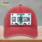 Go Oregon Novelty License Plate Hat Unconstructed Cotton / Red