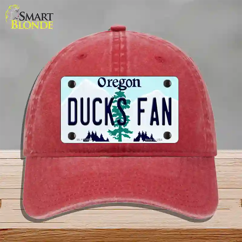 Ducks Fan Novelty License Plate Hat Unconstructed Cotton / Red