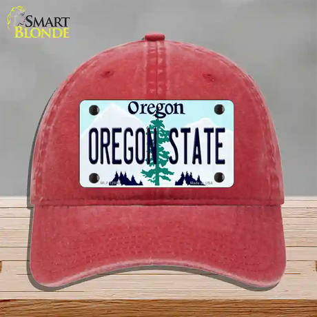 Oregon State Novelty License Plate Hat Unconstructed Cotton / Red