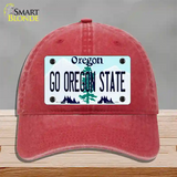 Go Oregon State Novelty License Plate Hat Unconstructed Cotton / Red