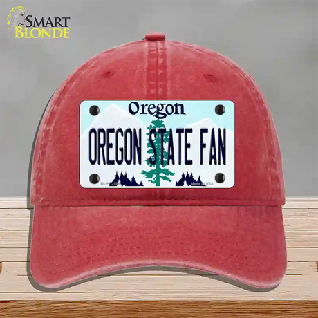 Oregon State Fan Novelty License Plate Hat Unconstructed Cotton / Red