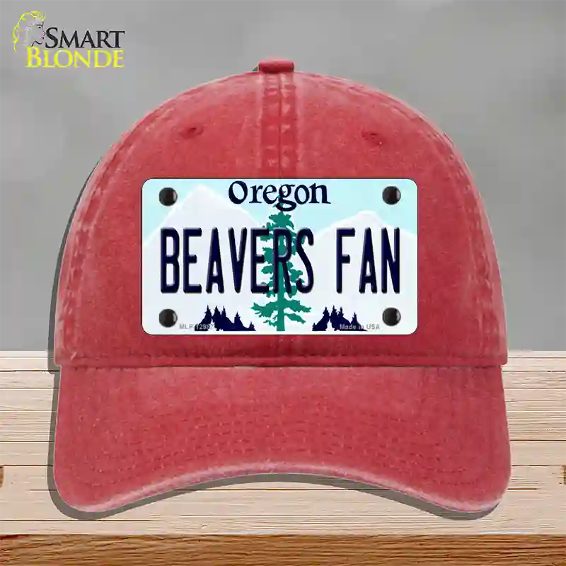 Beavers Fan Novelty License Plate Hat Unconstructed Cotton / Red